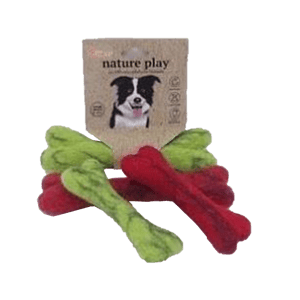 Billipets Billipets 狗玩具 新西蘭天然羊毛系列 骨頭 綠色 細 15cm   正面圖