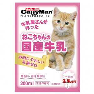 日本CattyMan 日本CattyMan 幼貓用 日本國產牛乳牛奶 200ml 200ml 貓用 正面圖