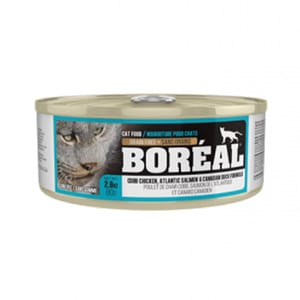 BOREAL BOREAL 全貓罐頭 雞肉+三文魚及鴨肉配方 80g 80g  正面圖