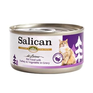 Salican Salican 貓罐頭 肉汁火雞肉+蔬菜 85g 85g  正面圖