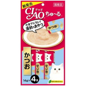 CIAO CIAO 肉泥 貓零食 鰹魚肉醬 14g 4本入 14g  正面圖