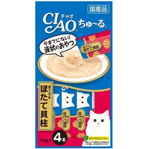 CIAO CIAO 肉泥 貓零食 金槍魚+扇貝肉醬 14g 4本入 14g  正面圖