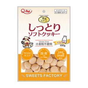 日本Q-PET 日本Q-PET 狗小食 愛情レストラン 低聚醣無麩質曲奇零食 牛奶味 100g 100g 正面圖