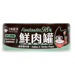 汪喵星球 汪喵星球 貓罐頭 DogCatStar 貓用98% 鮮肉無膠主食罐 雞肉扁鱈 80g 80g 貓用 正面圖
