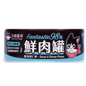 汪喵星球 汪喵星球 貓罐頭 DogCatStar 貓用98% 鮮肉無膠主食罐 鰹魚蝦仁 80g 80g 貓用 正面圖