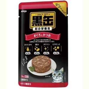 日本AIXIA 日本AIXIA 愛喜雅 黑缶系列 綜合營養啫哩濕糧包 金槍魚+鰹魚 70g 70g  正面圖