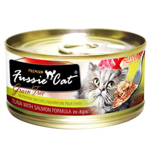 Fussie Fussie Cat 貓罐頭 黑鑽 吞拿魚+三文魚 Tuna with Salmon Formula in Aspic 80g 80g  正面圖
