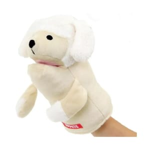 日本Bonbi 日本Bonbi ILOVEPETS Animal Mitten LoveDog 狗狗手偶玩具 白色貴婦狗 一個入   正面圖