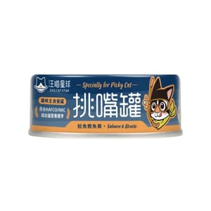 汪喵星球 汪喵星球 貓罐頭 DogCatStar 挑嘴貓無膠主食罐 鮭魚鰹魚 80g 80g  正面圖