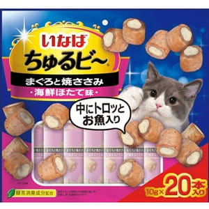 日本INABA 日本INABA 貓零食 軟心零食粒 金槍魚+雞肉 10g 20袋入 10g 正面圖