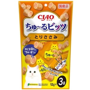 CIAO CIAO 貓零食 日本軟心零食粒 雞肉味 12g 3袋入 12g 正面圖
