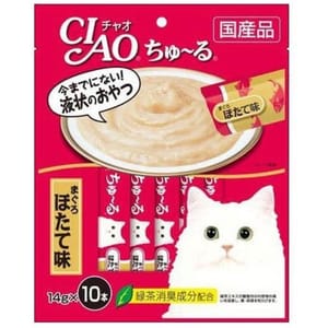 CIAO CIAO 肉泥 貓零食 金槍魚及扇貝味 14g 10本入 14g 正面圖