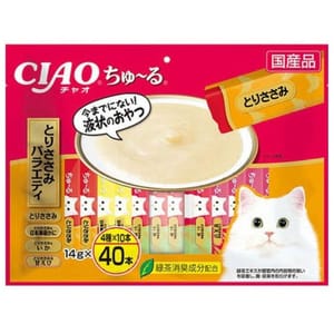 CIAO CIAO 肉泥 貓零食 雞肉扇貝混合海鮮味 14g 40本入 14g  正面圖