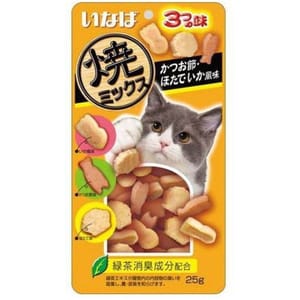 CIAO CIAO 貓零食 日本夾心潔齒餅 雞肉及扇貝及魷魚味 25g 25g  正面圖
