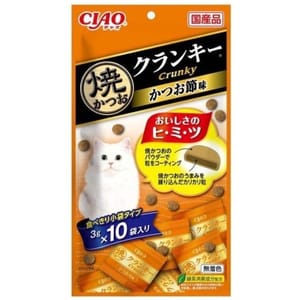 CIAO CIAO 貓零食 日本 Crunky 燒鰹魚餅乾 白身魚味 3g 10袋入 3g  正面圖