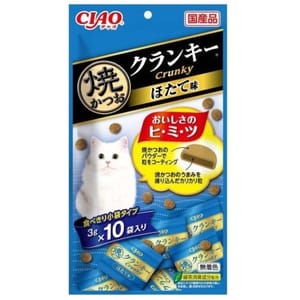 CIAO CIAO 貓零食 日本 Crunky 燒鰹魚餅乾 扇貝味 3g 10袋入 3g 正面圖