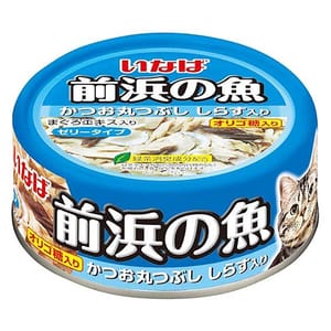 CIAO CIAO 貓罐頭 INABA 前浜の魚 原條拆肉鰹魚+白飯魚 115g 115g 正面圖