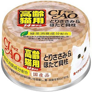 CIAO CIAO 貓罐頭 肉泥貓罐頭 高齡貓 14歲以上 雞肉+扇貝 75g 75g  正面圖