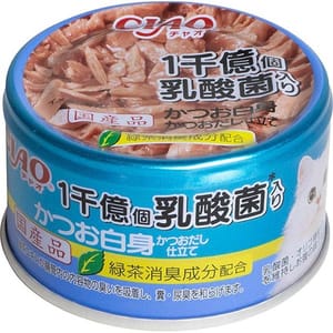 CIAO CIAO 貓罐頭 1千億個乳酸菌系列 白身鰹魚+鰹魚高湯 85g 85g  正面圖