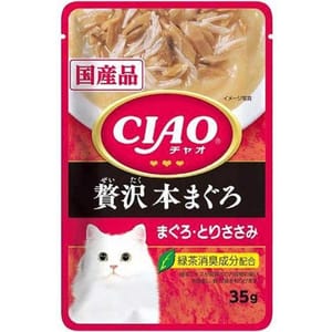 CIAO CIAO 貓濕糧 日本奢華軟包系列 極上金槍魚+雞肉 35g 35g 正面圖