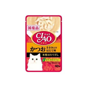 CIAO CIAO 貓濕糧 日本湯底軟包系列 鰹魚+雞肉+扇貝 40g 40g 正面圖