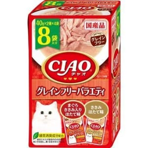 CIAO CIAO 貓濕糧 無穀物 金槍魚雞肉扇貝 40g 8袋入 40g  正面圖