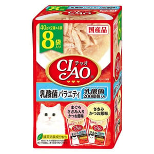 CIAO CIAO 貓濕糧 乳酸菌 金槍魚雞肉鰹魚 40g 8袋入 40g  正面圖