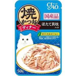 CIAO CIAO 貓濕糧 日本燒鰹魚晚餐包 扇貝 50g 50g  正面圖