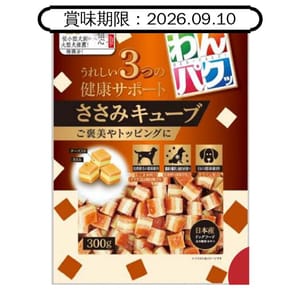 日本Q-Pet 日本Q-Pet 狗小食 WanPaku 雞肉+芝士粒 300g 300g  正面圖
