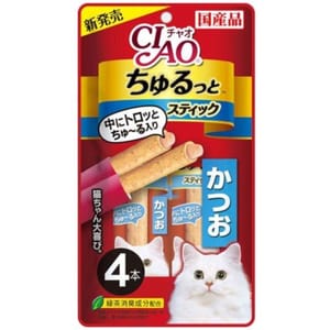 CIAO CIAO 貓零食 日本軟心流心棒 鰹魚味 4本入 背面圖