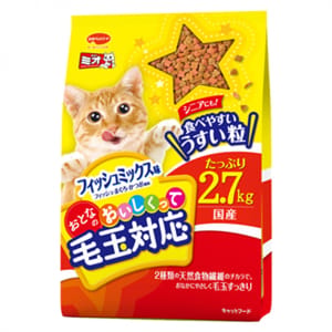 日本Mio三才 日本Mio三才 特選去毛球貓糧 成貓專用混合魚味 2.7kg 7kg  正面圖