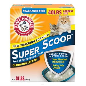 ARM ARM & HAMMER 貓砂 原味配方 Super Scoop 礦物貓砂 40lbs 40lb 正面圖