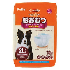 Petio Petio zuttone 高齡犬護理專用 包圍式紙尿褲 寵物尿墊 狗尿墊 狗尿片 2L 12片 2L 正面圖