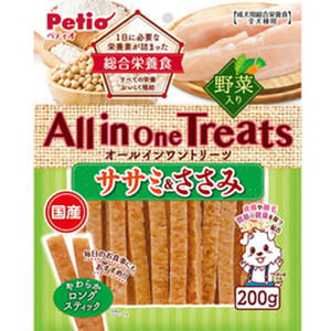 Petio Petio 狗零食 日本產All in One Treats 綜合營養 雞胸肉蔬菜長條 200g 200g  正面圖