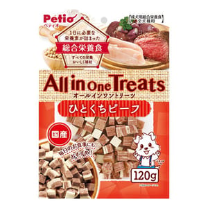 Petio Petio 狗零食 日本產 All in One Treats 綜合營養 濃郁一口牛肉粒 120g 120g 正面圖