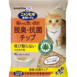 日本花王脫臭抗菌大粒 日本花王脫臭抗菌大粒 木貓砂 4L 4L  正面圖