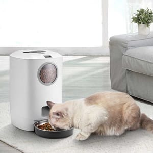 USB USB 寵物智能定時自動餵食器 白 4.5L 5L 貓犬用 正面圖