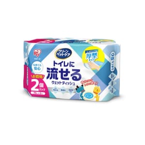 日本IRIS 日本IRIS 寵物專用抗菌濕紙巾 可沖廁 70枚 一袋2包 2包  正面圖