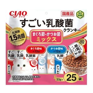 CIAO CIAO 貓糧 日本1.5兆億個乳酸菌系列 金槍魚+鰹魚味 22g 25袋入 22g 正面圖