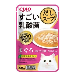 CIAO CIAO 貓濕糧 日本乳酸菌軟包 1000億個乳酸菌 金槍魚+扇貝+雞肉 40g 40g  正面圖