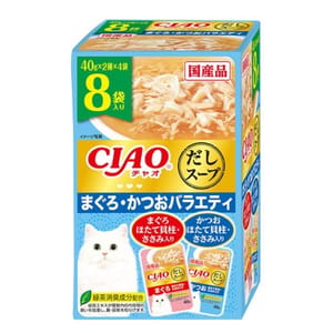 CIAO CIAO 貓濕糧 だしスープ 金槍魚扇貝雞肉+鰹魚扇貝雞肉 40g*8袋入 40g  正面圖