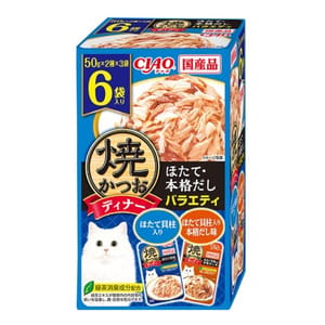 CIAO CIAO 貓濕糧 日本燒鰹魚晚餐包 扇貝 50g 6袋入 50g 正面圖
