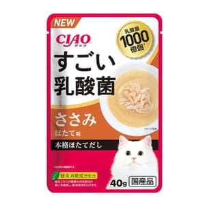 CIAO CIAO 貓濕糧 日本乳酸菌軟包 1000億個乳酸菌 雞肉+扇貝 40g 40g  正面圖