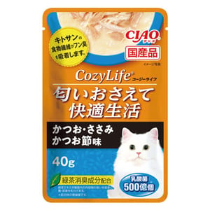 CIAO CIAO 貓濕糧 日本COZY LIFE軟包系列 鰹魚雞肉扇貝 40g 40g  正面圖