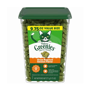 Greenies Greenies Feline貓齒靈 貓零食 貓貓潔齒餅 珍寶桶 烤雞肉味 9.75oz 75oz 正面圖
