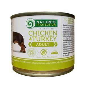 Nature's Nature's Protection 狗罐頭 成犬主食罐 雞+火雞 200g 200g  正面圖