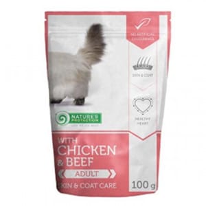 Nature's Nature's Protection 貓濕糧 成貓主食袋裝濕糧 波斯及長毛貓配方 雞+牛肉 100g 100g  正面圖