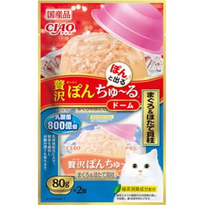 CIAO CIAO 貓零食 日本豪華啫喱杯 800億乳酸菌 金槍魚+扇貝 80g 2個入 80g 正面圖