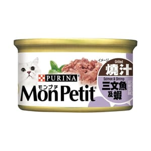 MonPetit MonPetit 貓罐頭 至尊系列 精選燒汁三文魚及蝦 85g 85g  正面圖