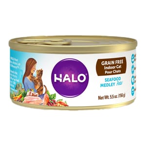 HALO HALO 貓罐頭 健美體態 無穀海鮮大雜燴配方 5.5oz 5oz 正面圖